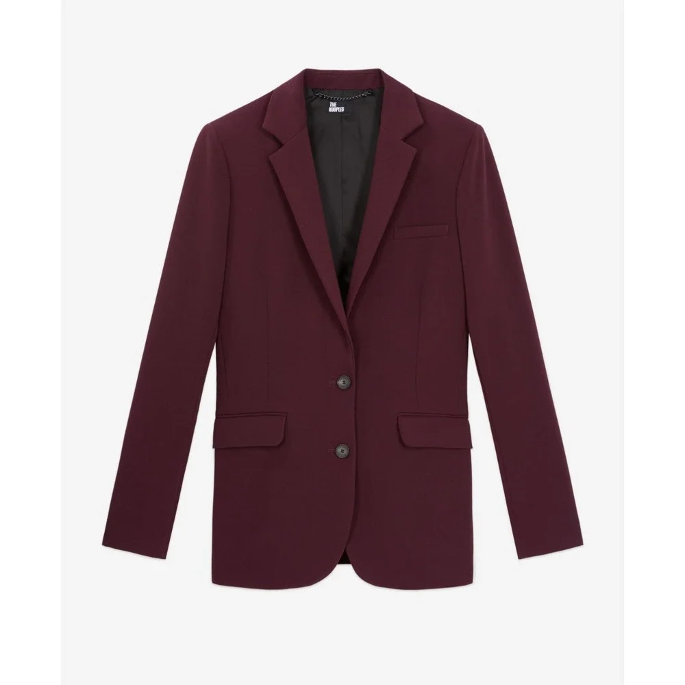 NWT The Kooples Blazer Burgundy Crepe French Designer Size FR/36 US/4
